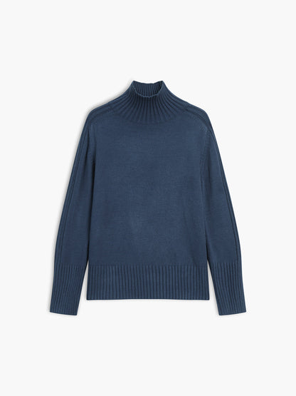 Isolvra | Women's Ribbed Roll Neck Oversized Knit Jumper