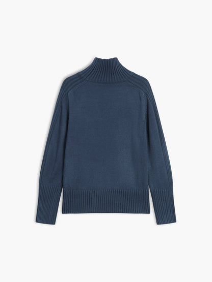 Isolvra | Women's Ribbed Roll Neck Oversized Knit Jumper