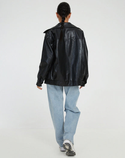 Rosalind | Women's Oversized Faux Leather Bomber Jacket