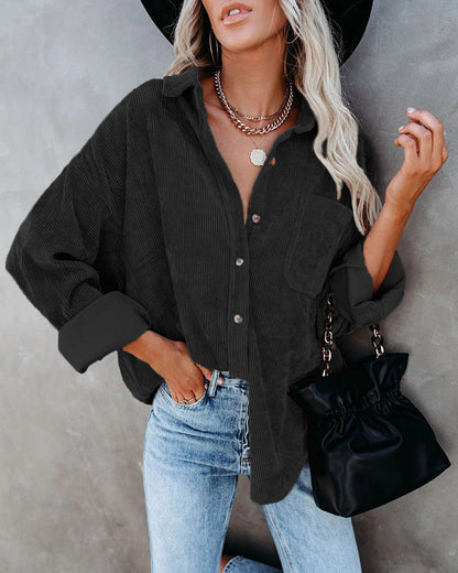 Corinne | Women's Corduroy Oversized Button Up Shirt