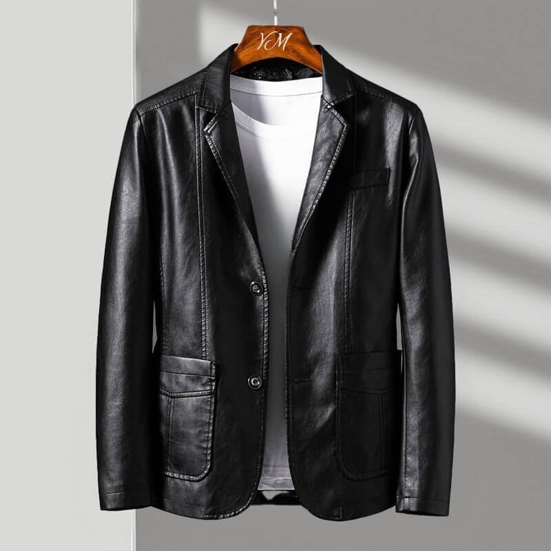 Lorcan | Men's Leather Blazer Tailored Two Button Jacket