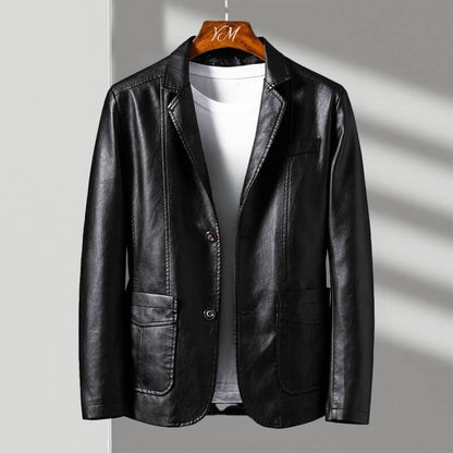 Lorcan | Men's Leather Blazer Tailored Two Button Jacket