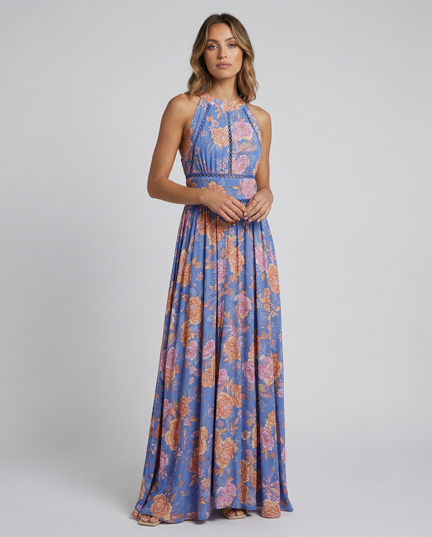 Marlowe | Women's Floral Halter Neck Split Maxi Dress