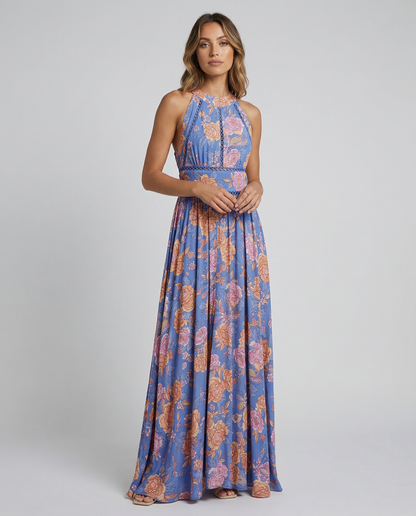 Marlowe | Women's Floral Halter Neck Split Maxi Dress