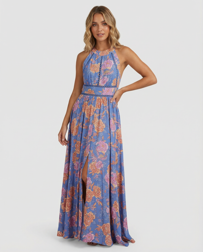 Marlowe | Women's Floral Halter Neck Split Maxi Dress