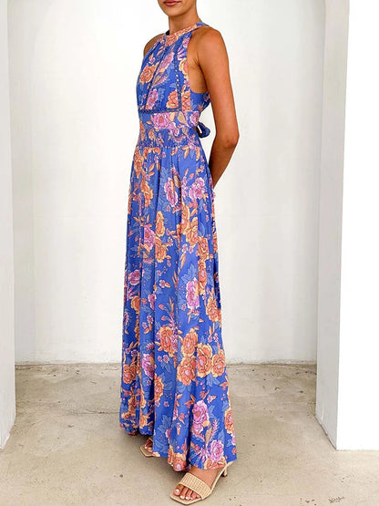 Marlowe | Women's Floral Halter Neck Split Maxi Dress