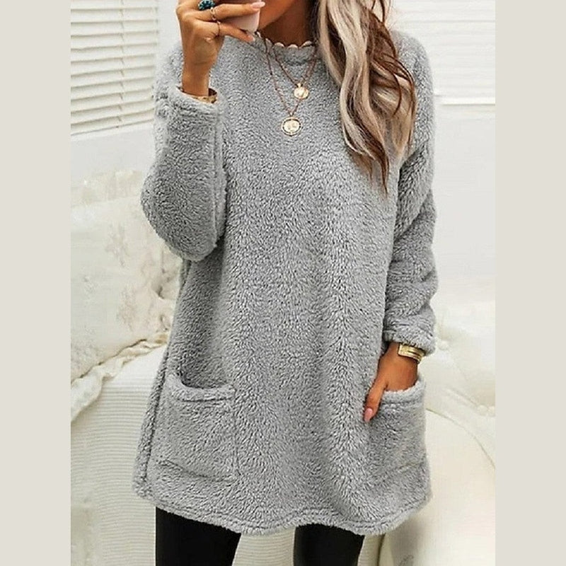 Sabine | Women's Fleece Longline Pocket Winter Jumper
