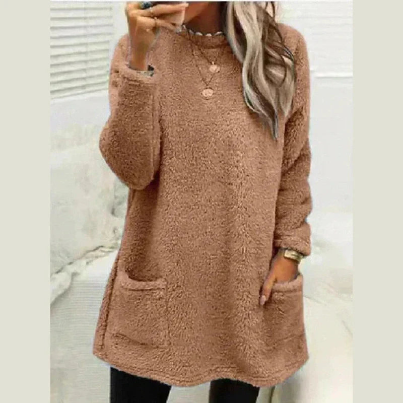 Sabine | Women's Fleece Longline Pocket Winter Jumper