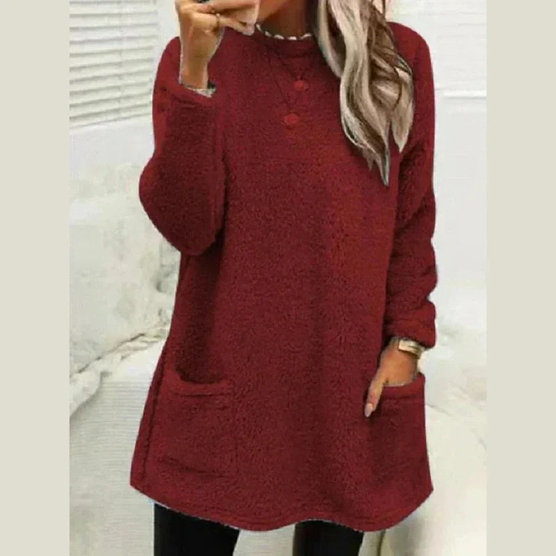 Sabine | Women's Fleece Longline Pocket Winter Jumper