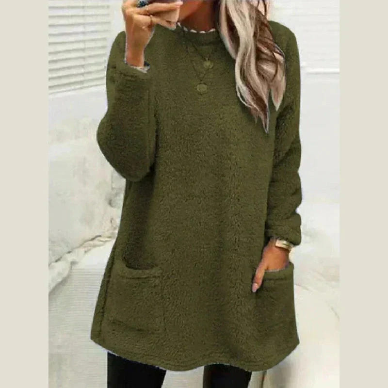 Sabine | Women's Fleece Longline Pocket Winter Jumper
