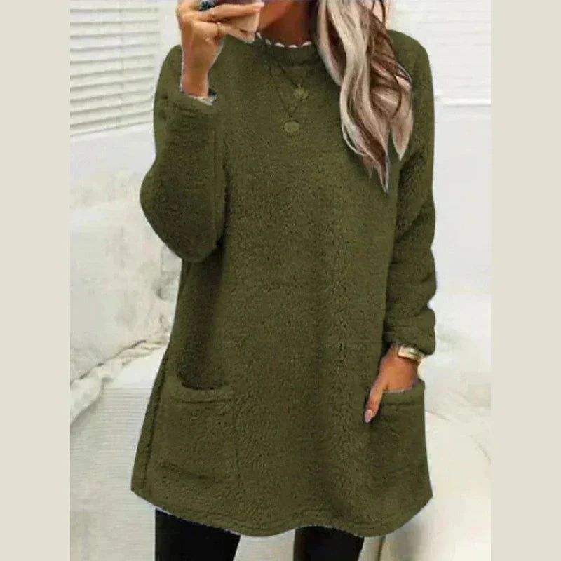 Sabine | Women's Fleece Longline Pocket Winter Jumper