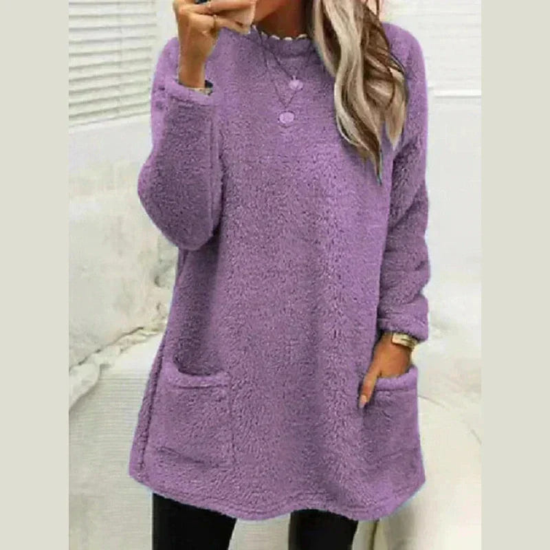 Sabine | Women's Fleece Longline Pocket Winter Jumper