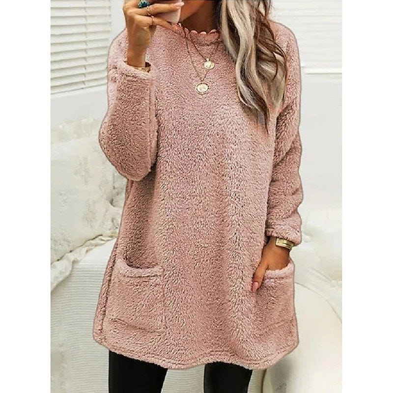 Sabine | Women's Fleece Longline Pocket Winter Jumper