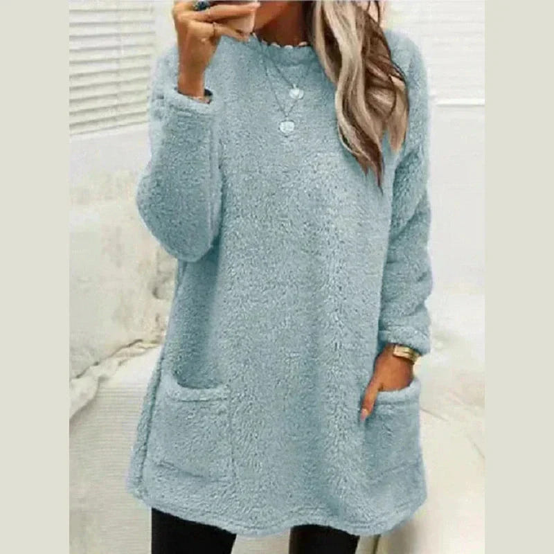 Sabine | Women's Fleece Longline Pocket Winter Jumper