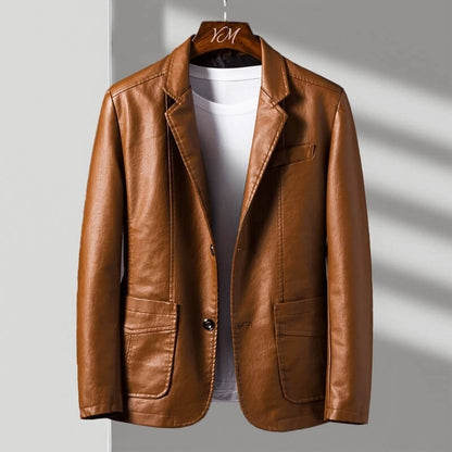 Lorcan | Men's Leather Blazer Tailored Two Button Jacket