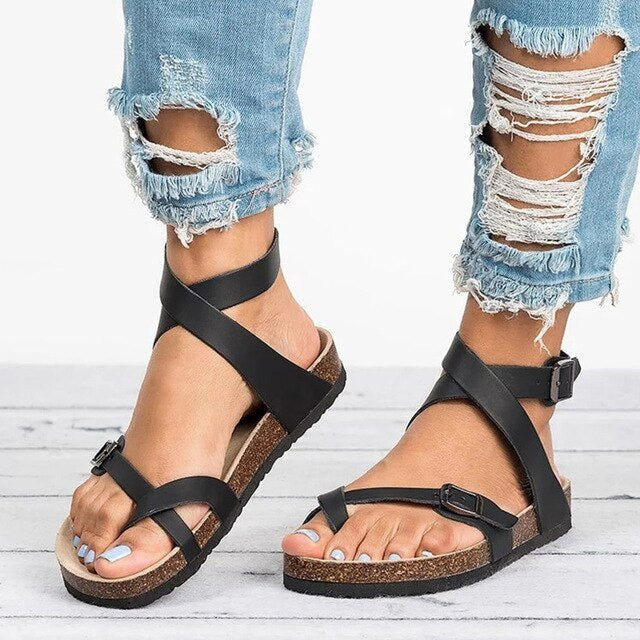 Bianca | Women's Orthopedic Cork Footbed Sandals Crossover Strap