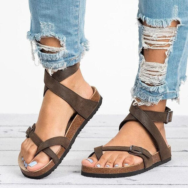 Bianca | Women's Orthopedic Cork Footbed Sandals Crossover Strap