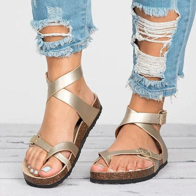 Bianca | Women's Orthopedic Cork Footbed Sandals Crossover Strap