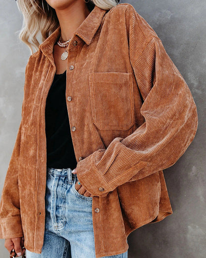 Corinne | Women's Corduroy Oversized Button Up Shirt