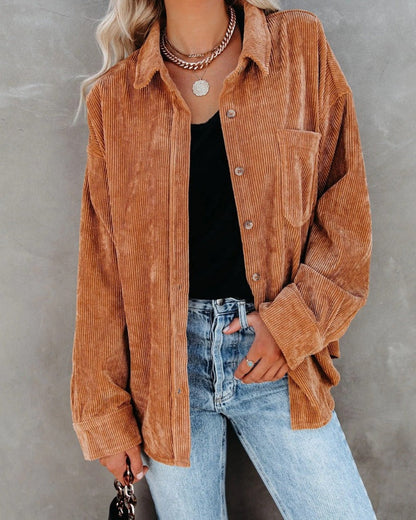Corinne | Women's Corduroy Oversized Button Up Shirt