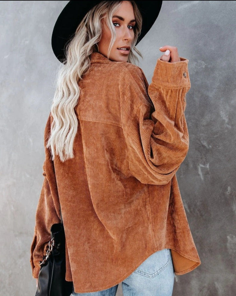 Corinne | Women's Corduroy Oversized Button Up Shirt