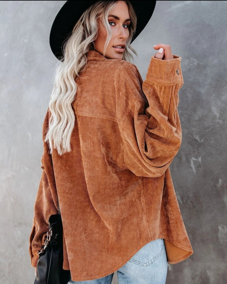 Corinne | Women's Corduroy Oversized Button Up Shirt