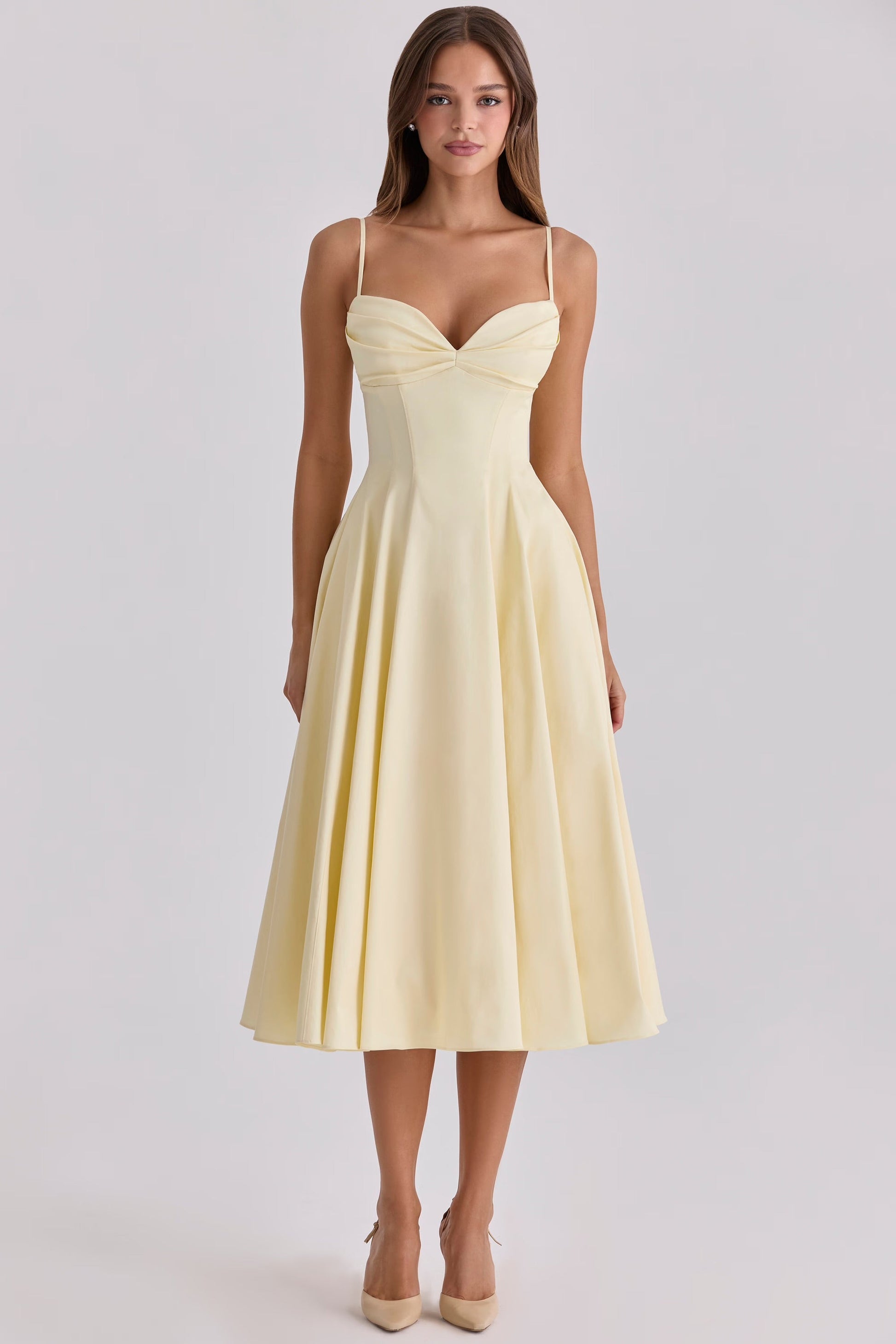 Seraphina | Women's Sweetheart Gathered-Bust Flared Midi Dress
