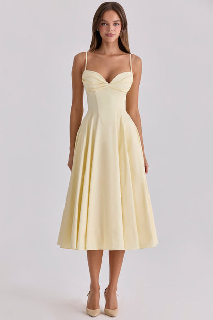 Seraphina | Women's Sweetheart Gathered-Bust Flared Midi Dress