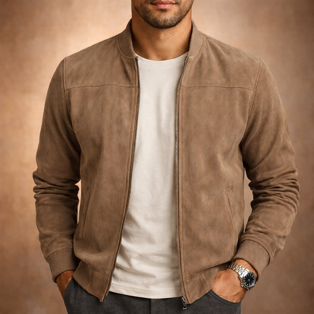 Emmerich | Men's Suede Smart Casual Lightweight Bomber Jacket