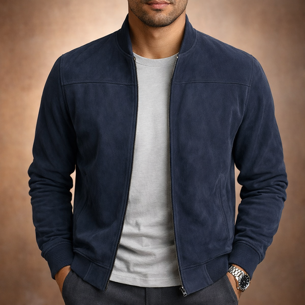 Emmerich | Men's Suede Smart Casual Lightweight Bomber Jacket
