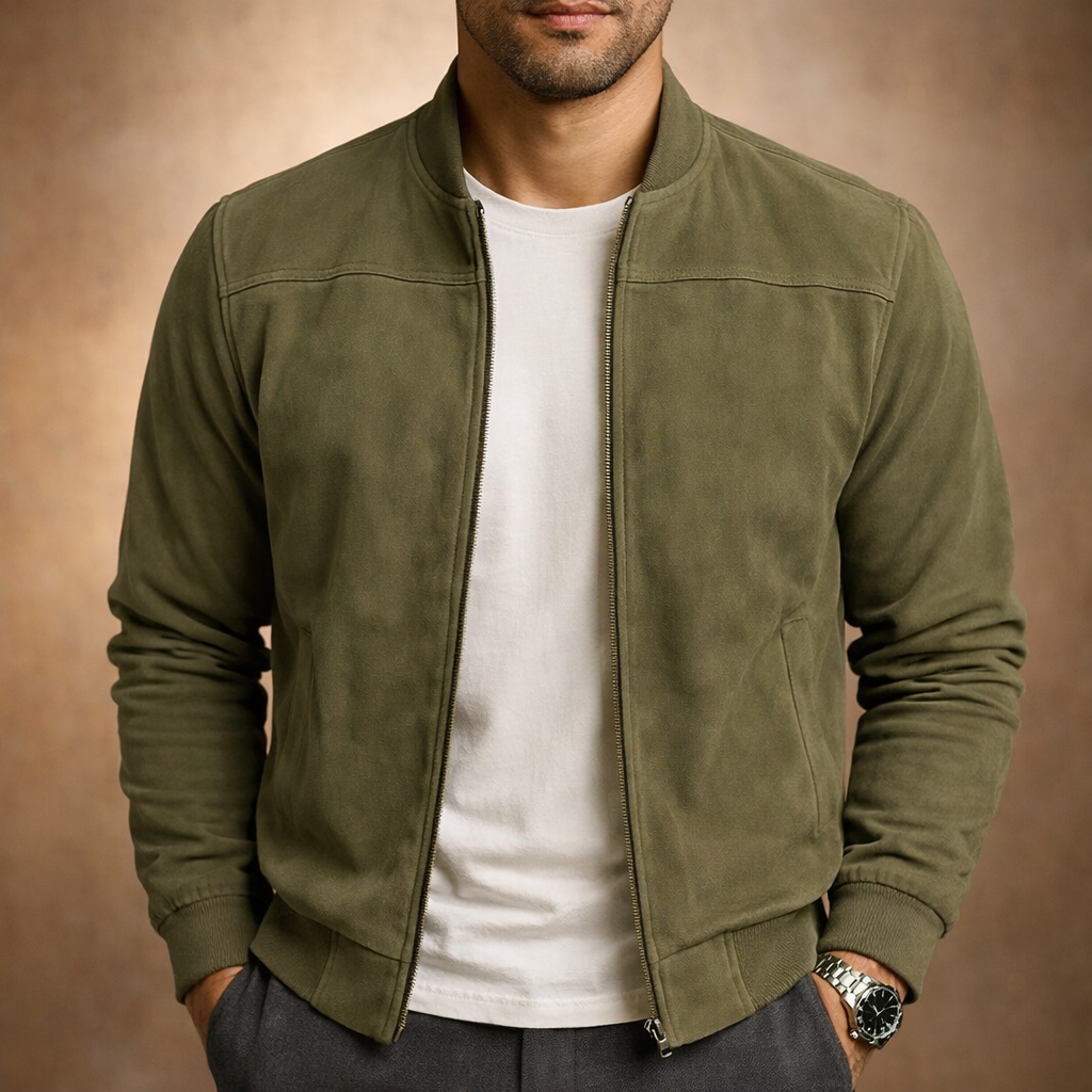 Emmerich | Men's Suede Smart Casual Lightweight Bomber Jacket