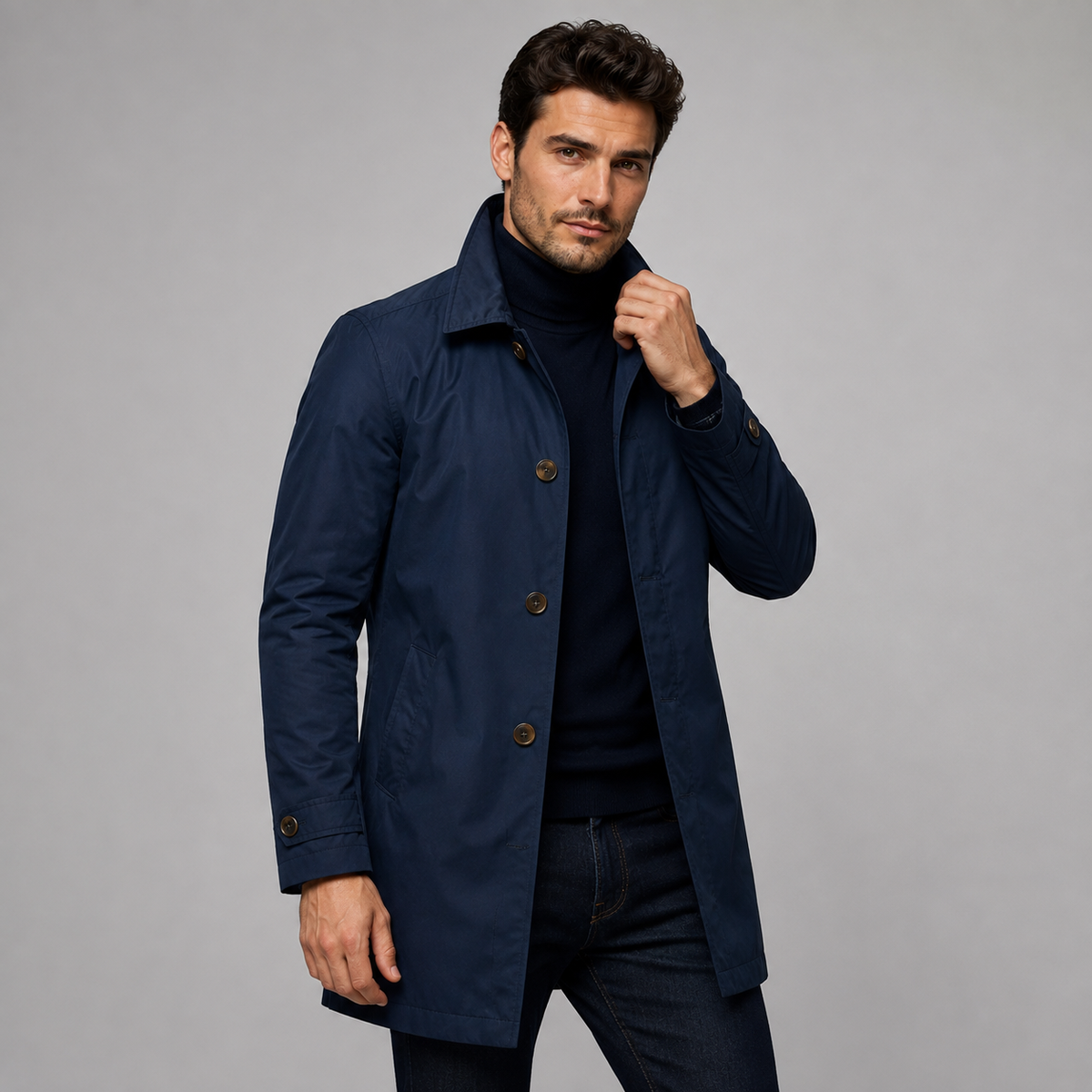 Bramfield | Men's Longline Tailored Button Front Overcoat