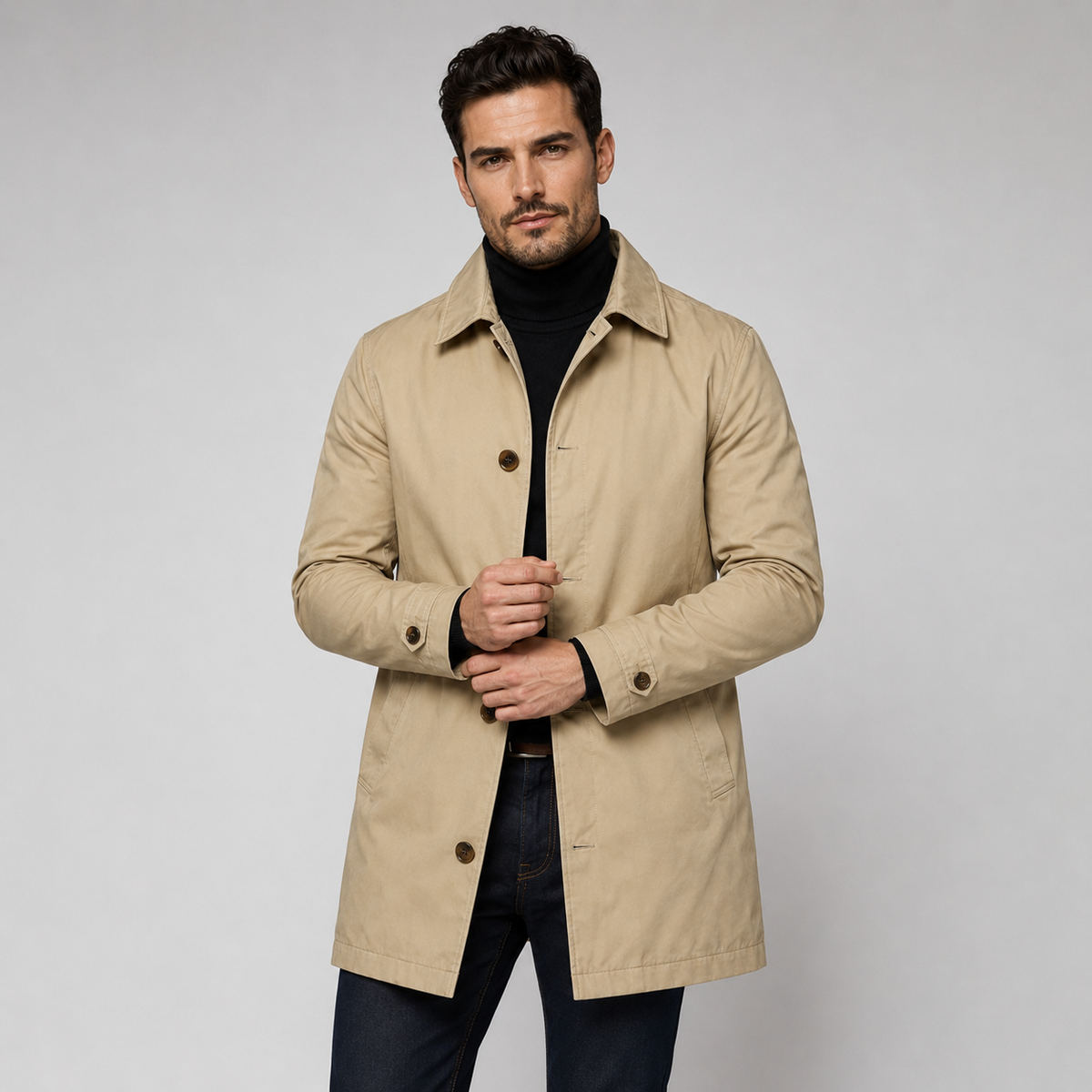 Bramfield | Men's Longline Tailored Button Front Overcoat
