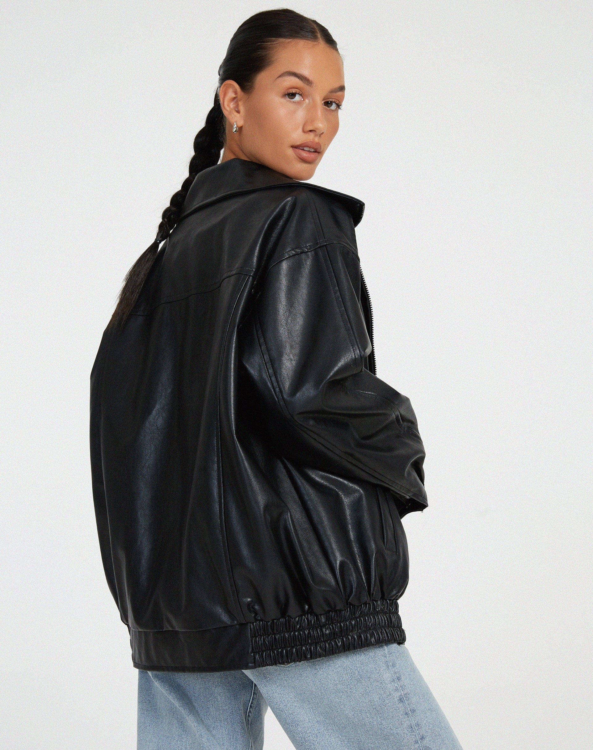 Rosalind | Women's Oversized Faux Leather Bomber Jacket