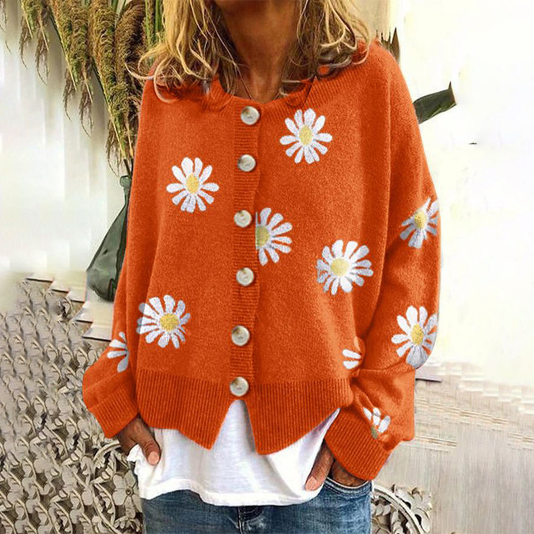 Rosivelle | Women's Floral Knit Button-Up Cardigan