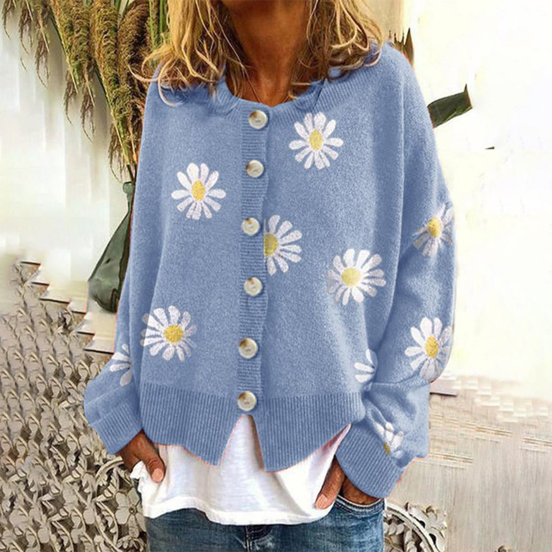 Rosivelle | Women's Floral Knit Button-Up Cardigan