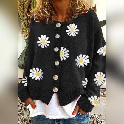Rosivelle | Women's Floral Knit Button-Up Cardigan