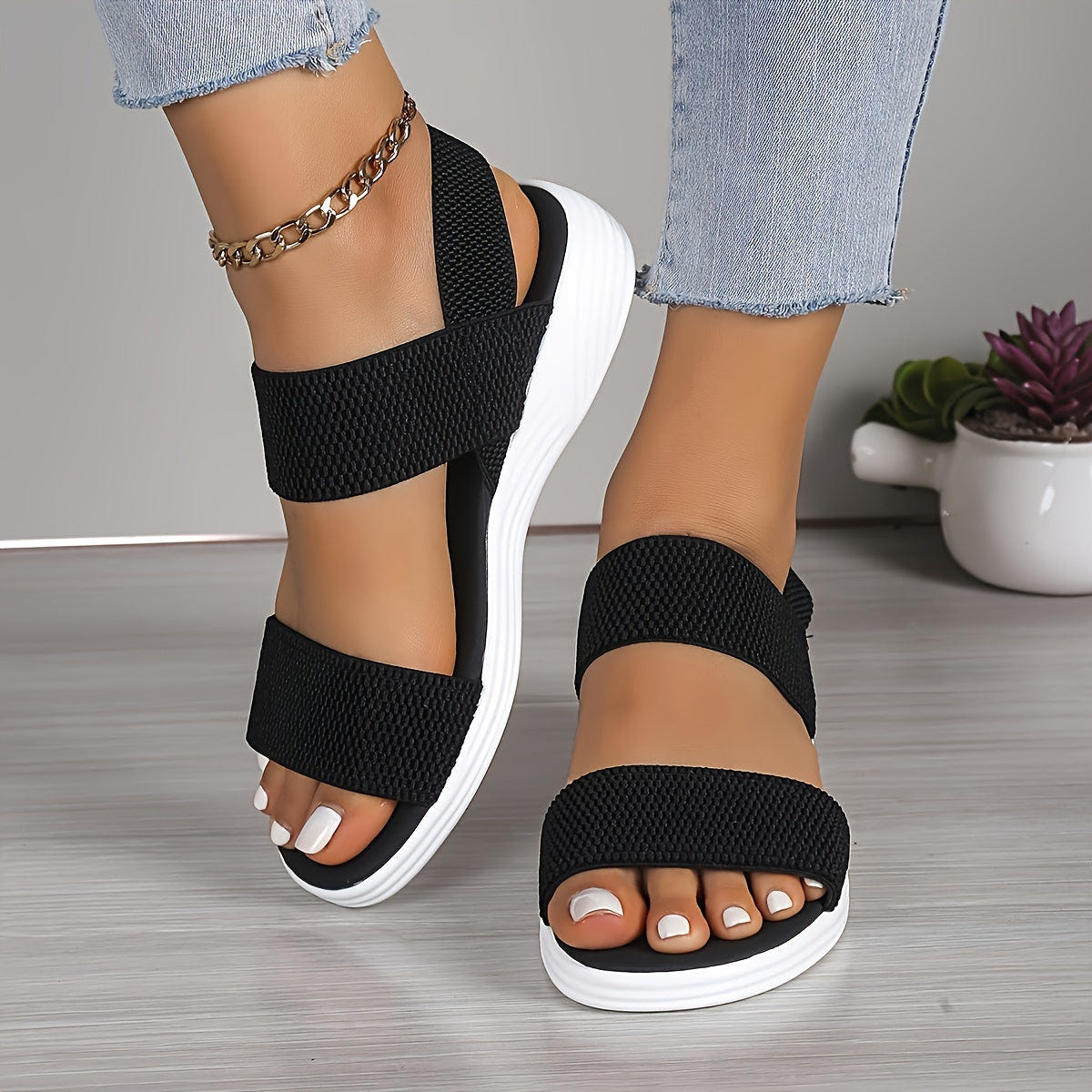 Emilia | Walking Sandals Orthopedic Elastic Strap Platform Knit