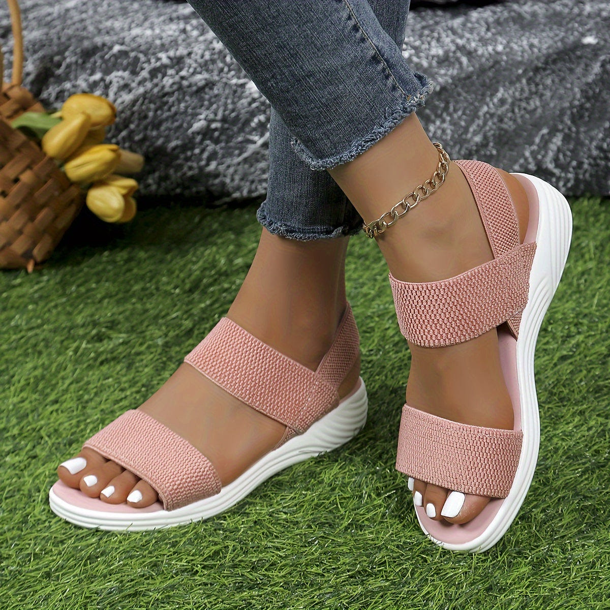 Emilia | Walking Sandals Orthopedic Elastic Strap Platform Knit