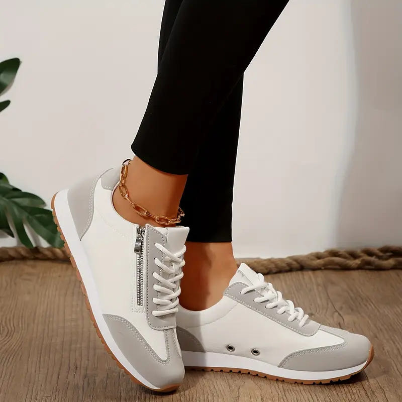 Elina | Women's Lace-Up Colour Block Low Top Trainer