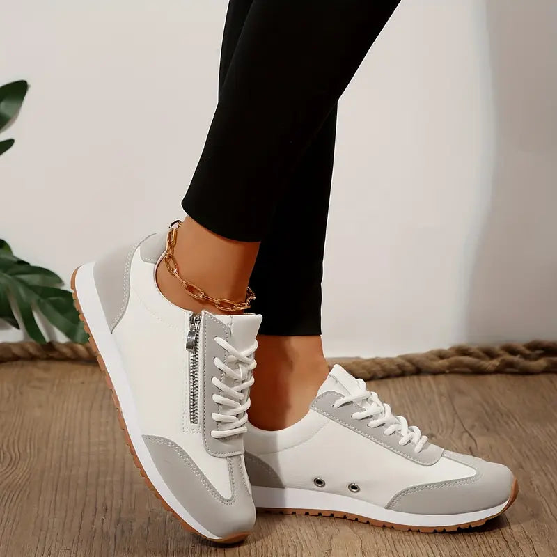 Elina | Women's Lace-Up Colour Block Low Top Trainer