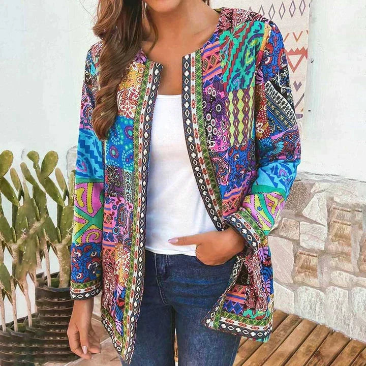 Marlowifer | Women's Boho Patchwork Print Lightweight Jacket