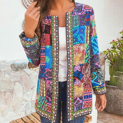 Marlowifer | Women's Boho Patchwork Print Lightweight Jacket