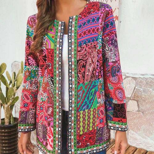 Marlowifer | Women's Boho Patchwork Print Lightweight Jacket