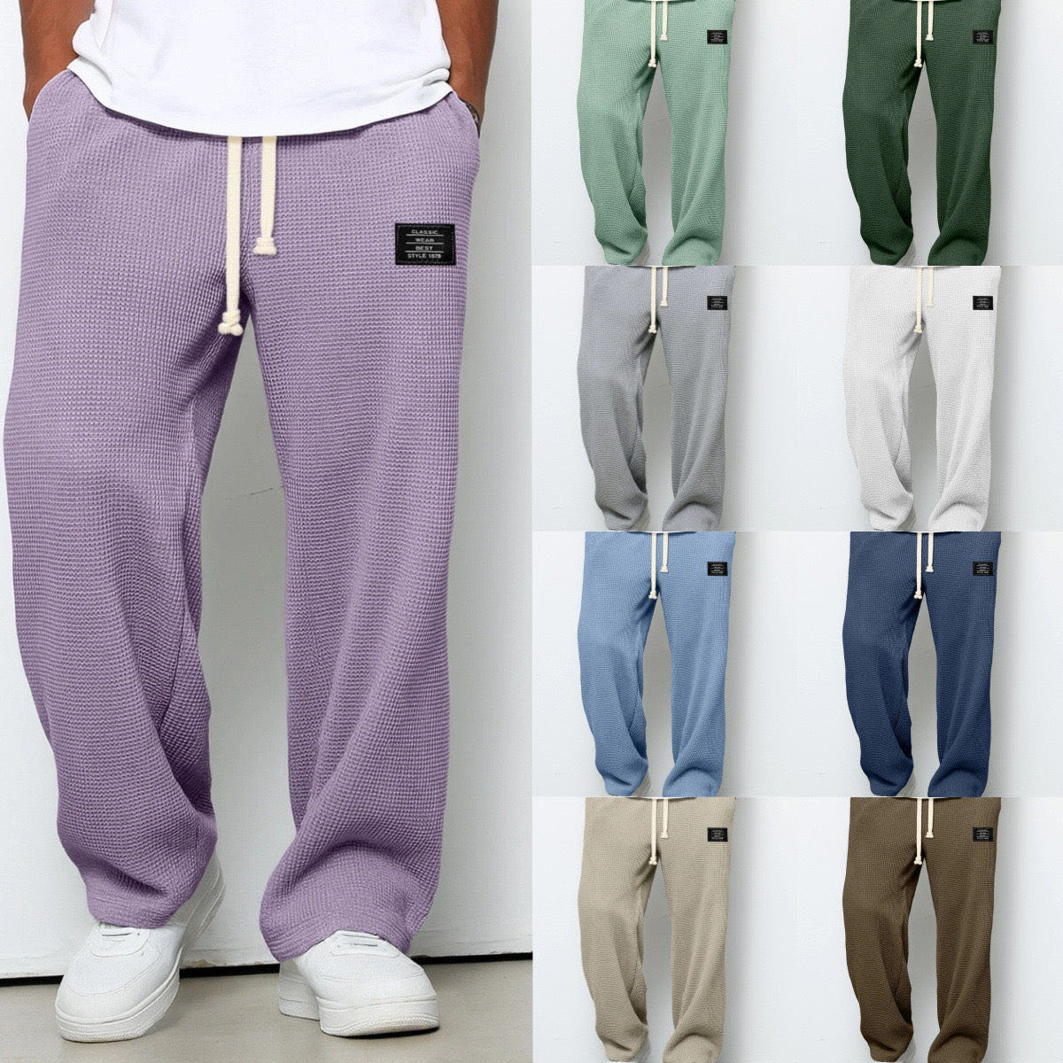 Wesley | Men's Relaxed Fit Drawstring Wide Leg Casual Pant