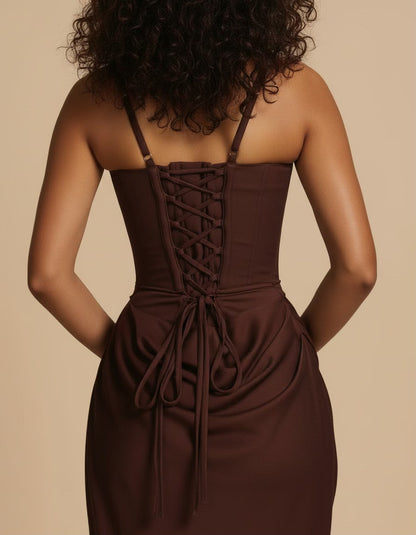 Seraphine | Women's Corset Draped Square Neck Maxi Dress