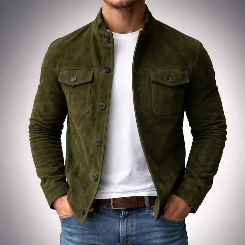 Cassian | Men's Suede Button-Up Field Jacket