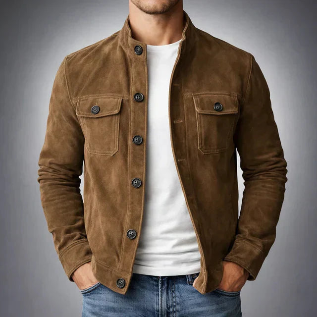 Cassian | Men's Suede Button-Up Field Jacket