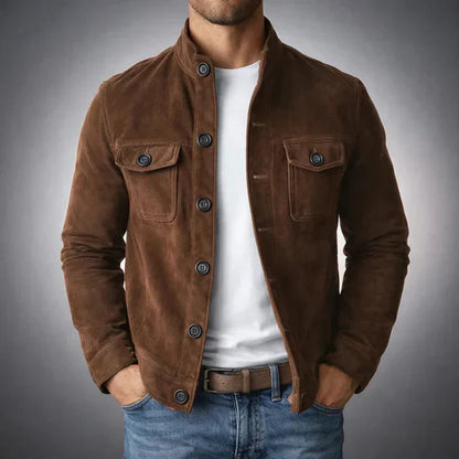 Cassian | Men's Suede Button-Up Field Jacket