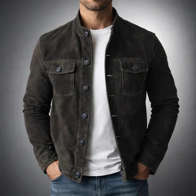 Cassian | Men's Suede Button-Up Field Jacket